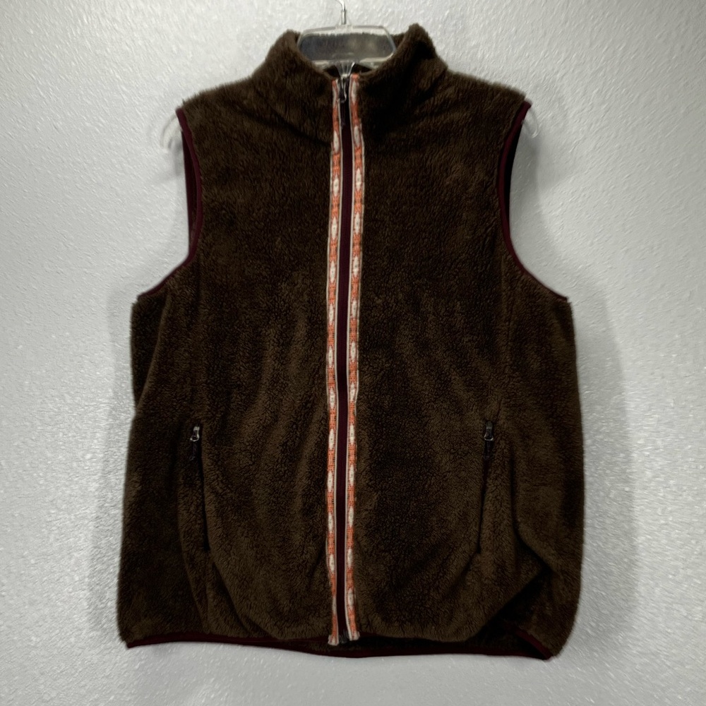 Women's Orvis Full Zip Fleece Vest Teddy Gilet Sherpa Size L Large